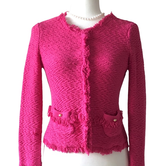 CACHE Pink Knit Jacket Sweater Cardigan Blazer Sz XS - Picture 1 of 13